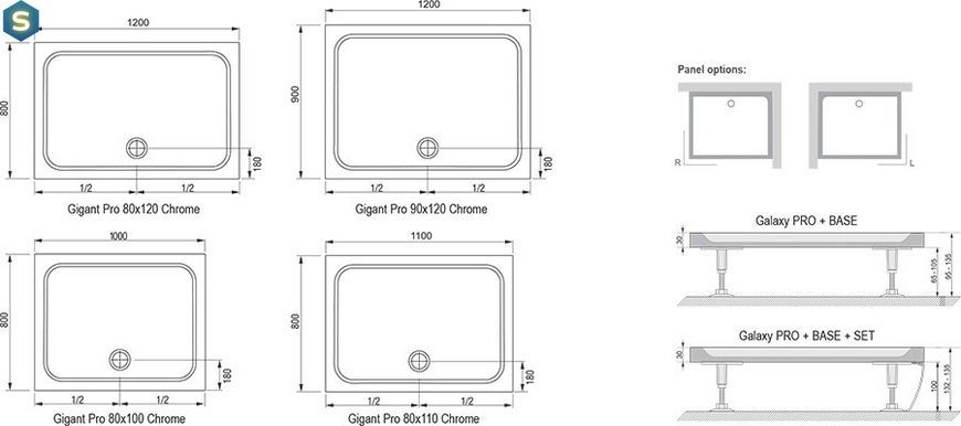 Душевой поддон Ravak Gigant Pro Chrome 120x80 XA04G401010