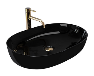 Умивальник Rea Cleo накладний black REA-U6757, Чорний/золото