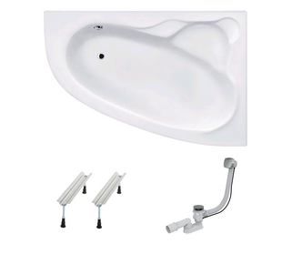 Ванна акриловая Koller Pool Nadine 150 P + сифон + ножки NADINE150X100R+WBW0001+B70CМMA-57, Белый