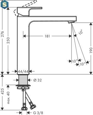 Змішувач Hansgrohe Vernis Shape 190 для умивальника без донного клапана Matt Black 71591670