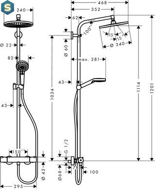 Душевая система с термостатом Hansgrohe 27267000