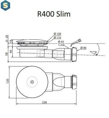Сифон для душового піддону Radaway R400 Slim