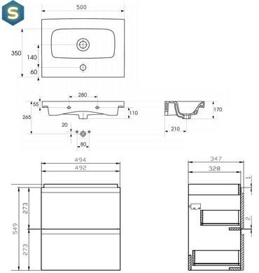 Тумба з умивальником Cersanit Moduo Slim 50 біла UN509-040