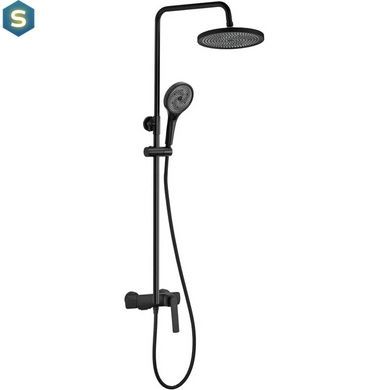 Душевая система Rea Rebel black с изливом REA-P2416, Черный матовый