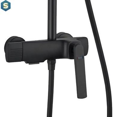 Душевая система Rea Rebel black с изливом REA-P2416, Черный матовый