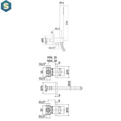Змішувач для ванни з виливом та душовим гарнітуром Paffoni Light LIG011CRKIT