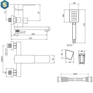 Змішувач для ванни Lidz (NKS) 10 30 006-1, Зелений матовий