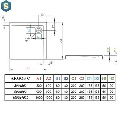 Душевой поддон Radaway Argos C 90x90 4AC99-01