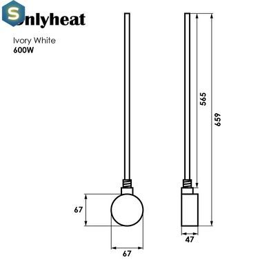 ТЭН для полотенцесушителя OnlyHeat Ivory White 0,6 кВт, Белый