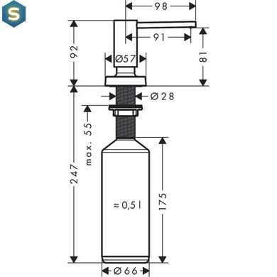 Дозатор кухонний Hansgrohe A51 500 ml врізний Matt Black 40448670