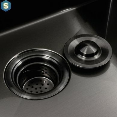 Кухонная мойка Platinum Handmade PVD 60x50 чорная с подставкой для ножей + сифон, дозатор и корзинка, Нержавеющая сталь