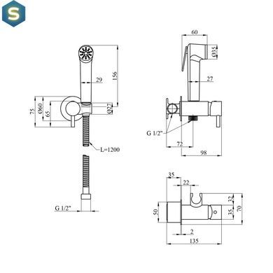 Набор гигиенического душа скрытого монтажа Kroner KRP Bidet - C082, Хром