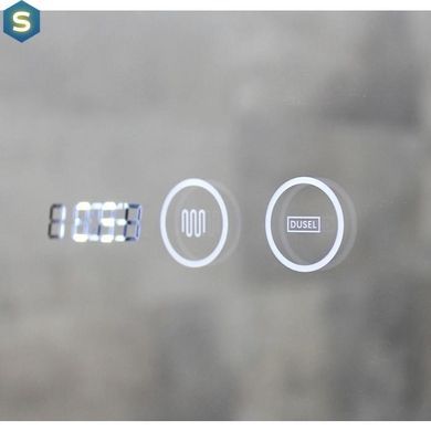 Дзеркало Dusel Led DE-M0065D Black 65x80 см сенсорне включення + підігрів+ годинник/темп, Черный/золото