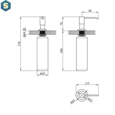 Дозатор для миючого засобу Kroner KRP Spender - 026 CV026280, Чорний/золото