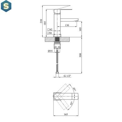 Смеситель для раковины Kroner KRP Edelstahl Kubus - ESG010 CV023009, Хром матовый