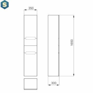 Пенал Sanwerk "Ера Air" 35 білий MV0000418 правий, Білий