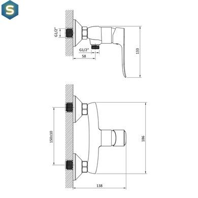 Смеситель для душа хром Rj Slip RBZ090-5, Хром