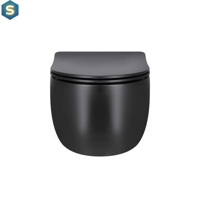 Унітаз підвісний Qtap Taurus безободковий з сидінням Soft-close QT2433084EUQMB, Черный матовый