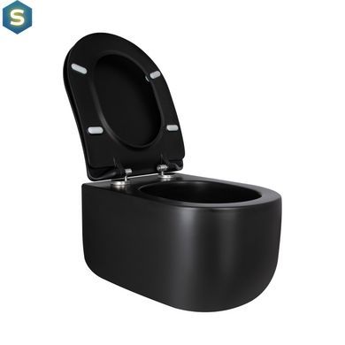 Унітаз підвісний Qtap Taurus безободковий з сидінням Soft-close QT2433084EUQMB, Черный матовый