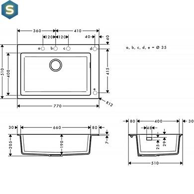 Кухонна мийка Hansgrohe S510-F660 Built-in sink 770x510 Stonegrey 43313290