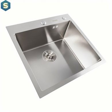 Кухонна мийка Platinum Handmade 500x500x220 (товщина 3,0/1,5 мм корзина та дозатор в комплекті), Нержавіюча сталь