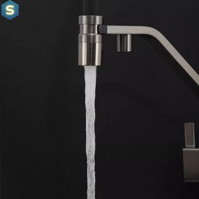 Смеситель для кухни под фильтр с гибким изливом, оружейная сталь Frap G4395-69, Графитовый хром
