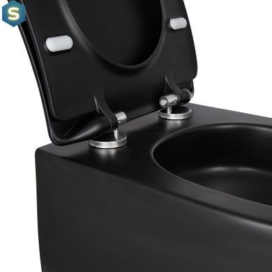Унітаз підвісний Qtap Taurus безободковий з сидінням Soft-close QT2433084EUQMB, Черный матовый