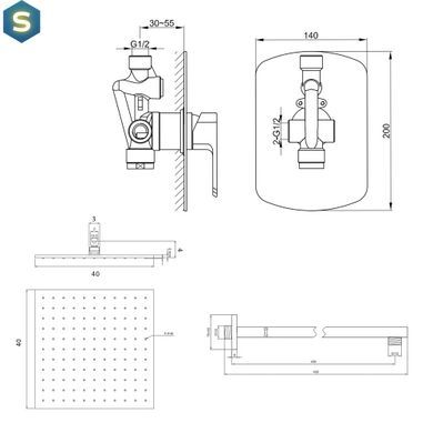 Душевая система Kohlman Foxal 40 chrome + BOX скрытого монтажа QW220FQ40, Хром