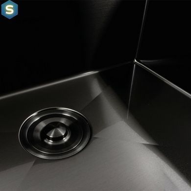 Кухонная мойка Platinum Handmade PVD 60x50 чорная с подставкой для ножей + сифон, дозатор и корзинка, Нержавеющая сталь