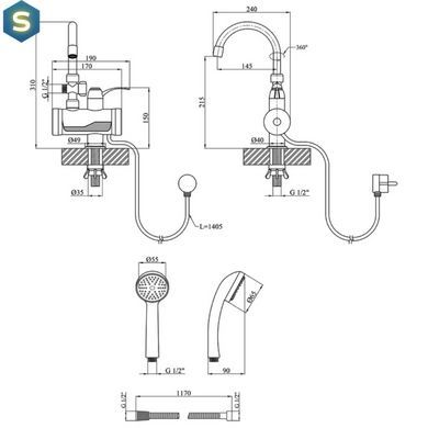 Проточний водонагрівач Wezer SDR-B15ST ванна з датчиком температури