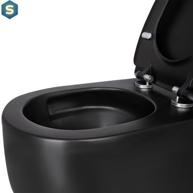 Унітаз підвісний Qtap Taurus безободковий з сидінням Soft-close QT2433084EUQMB, Черный матовый