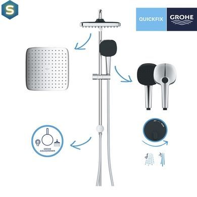 Душевая система Grohe QuickFix Vitalio Comfort 250 Cube 26698001, Хром