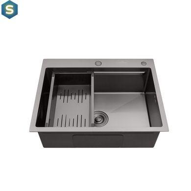 Кухонна мийка Kroner KRP Schwarze - 6350HM PVD (3.0/1.0 мм) CV031453, Чорний/золото