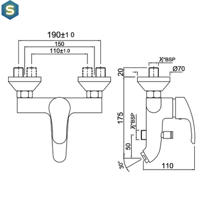 Змішувач для ванни Jaquar Eko EKO-CHR-33119, Хром