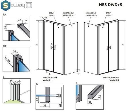 Душевая кабина Radaway Nes DWD+S 80x100x200 10034080-01-01 + 10040100-01-01
