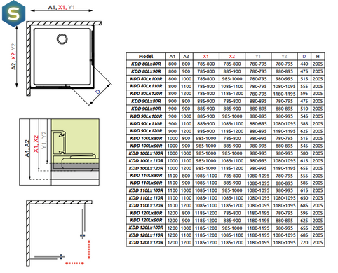 Душевая кабина Radaway Idea KDD 90Lx80R 387060-01-01L+387061-01-01R