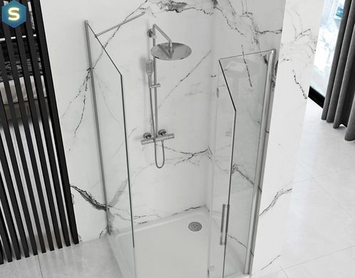 Душевая кабина Rea Molier 90x80 chrome REA-K8535 + REA-K6367, Хром, Универсальная, прозрачный, хром