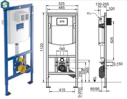 Інсталяція прихованого монтажу для унітазу Villeroy&Bosch 92246100 + кнопка змиву ViConnect E200 92249061 хром