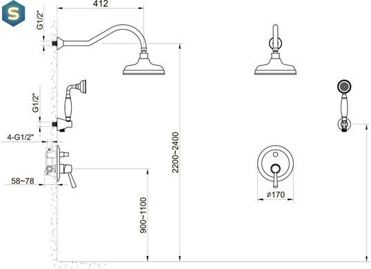 Душова система Imprese Podzima Zrala ZMK02170811, Чорний/золото
