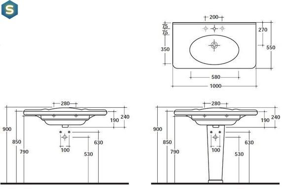 Умывальник Globo Paestum 100x55 PA023.BI, Белый