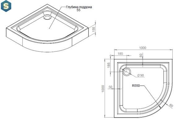 Душевой поддон Am.Pm Gem 100x100 см белый W90T-401-100W, Белый, белый