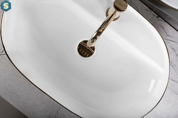 Умывальник Rea Aura 61 brushed gold white накладной REA-U6900, Золотой