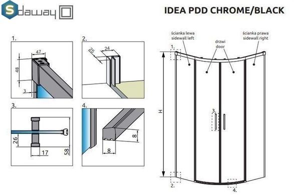 Душевая кабина Radaway Idea PDD 90Lx120Rx200 стекло прозрачное 387139-01-01 + 387158-01-01