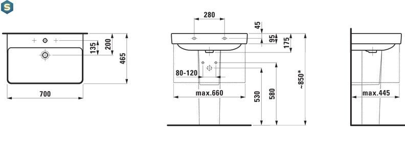 Умивальник Laufen Pro S 70x46 H8109670001041, Білий
