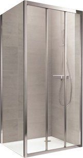 Душова кабіна Koller Pool Trend-S квадратна хром 900x900x1900 мм (трисекц., розсувна) скло прозоре (2 частини) TT90C+S90C, Хром, Універсальна, прозорий, хром