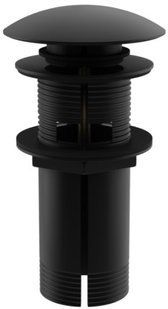 Донный клапан для раковины Kohlman click-clack black с переливом KOREK EB, Черный матовый