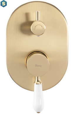 Душевая система Rea Serra brushed gold + BOX скрытого монтажа REA-B1149, Золотой