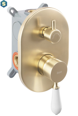 Душевая система Rea Serra brushed gold + BOX скрытого монтажа REA-B1149, Золотой