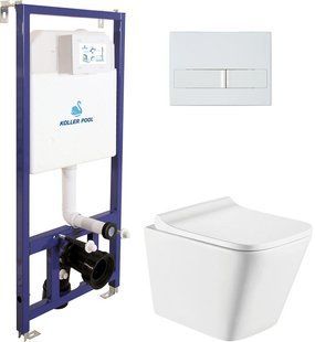 Установка KOLLER POOL Dune 1200SL + панель смыва Neon White + подвесной унитаз Trend с сиденьем Soft Close дюропласт