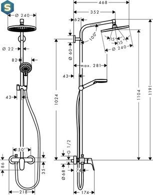Душова система Hansgrohe Crometta S Showerpipe 240 1jet 27269000